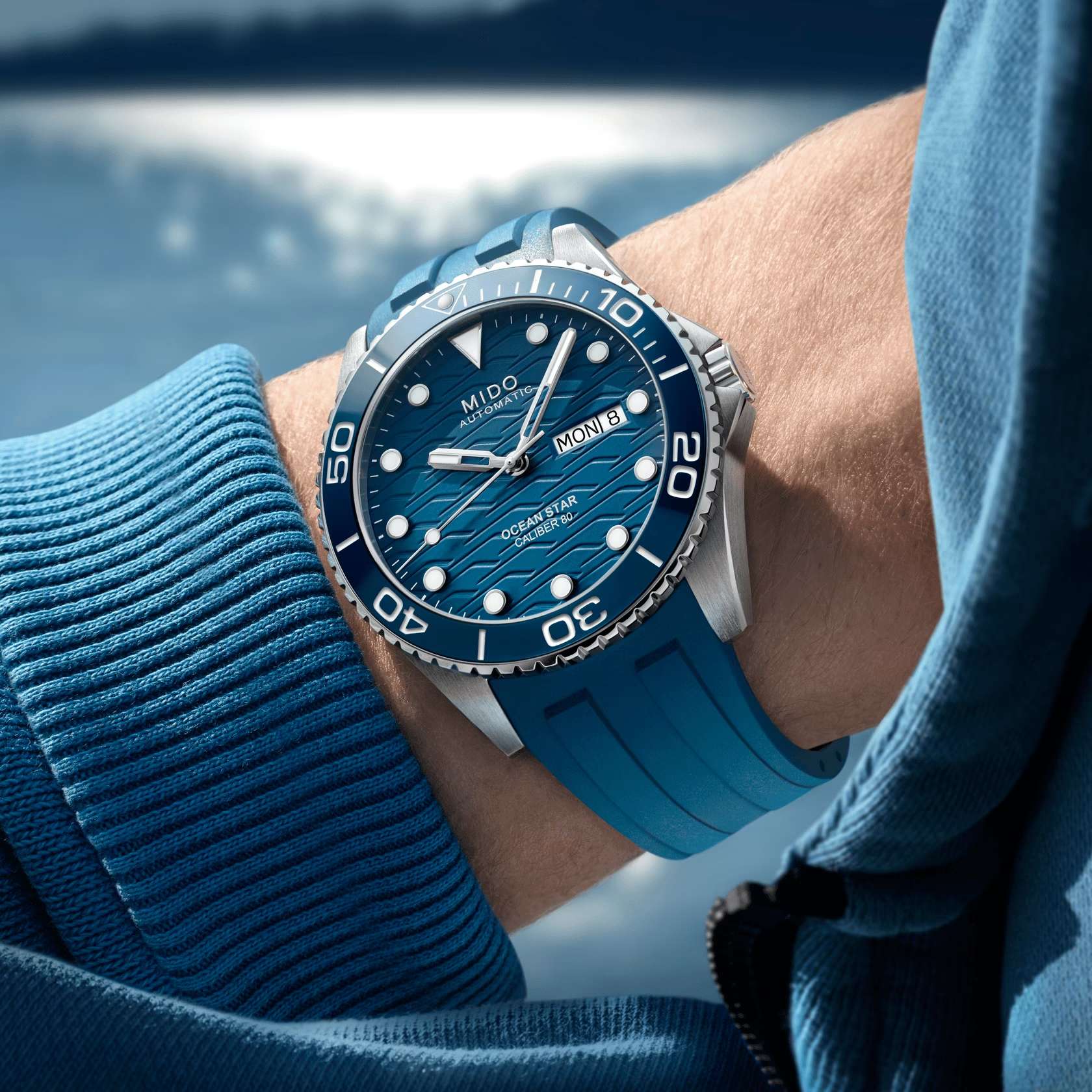 Orologio Uomo Mido Automatico Ocean Star 200C Doppia Data Blu M0424301704100